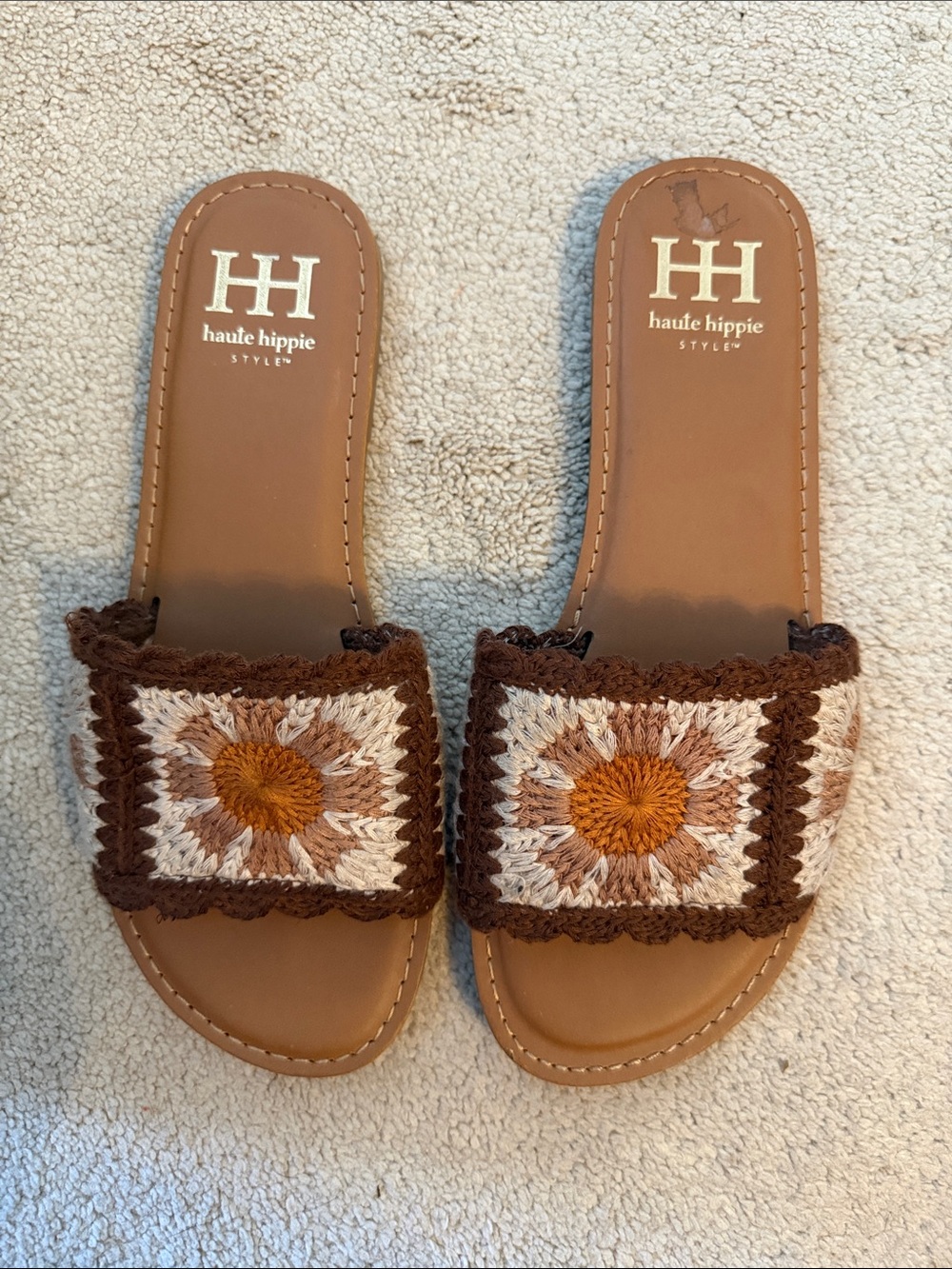 Hate Hippie Rianne Crochet Slides Sz 8.5
